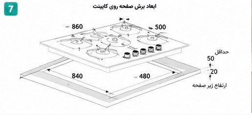 اجاق گاز صفحهای ۵ شعله کن مدل IG503W شیشه سفید