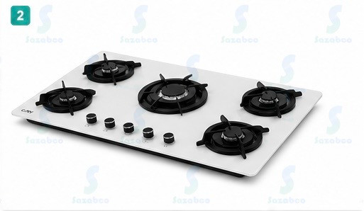 اجاق گاز صفحهای ۵ شعله کن مدل IG503W شیشه سفید